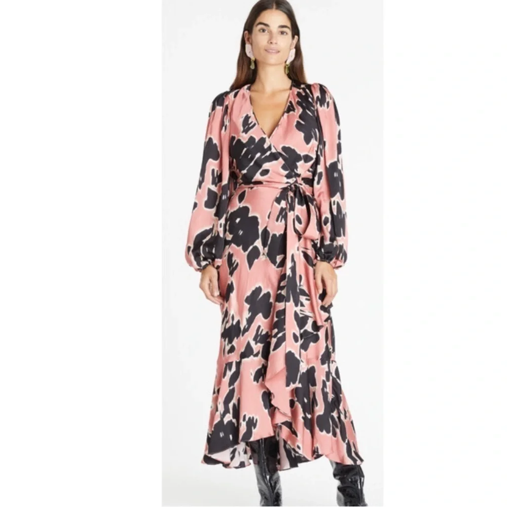 TANYA TAYLOR  Women's Long Sleeve Blaire Dress, Garnet Rose Multi